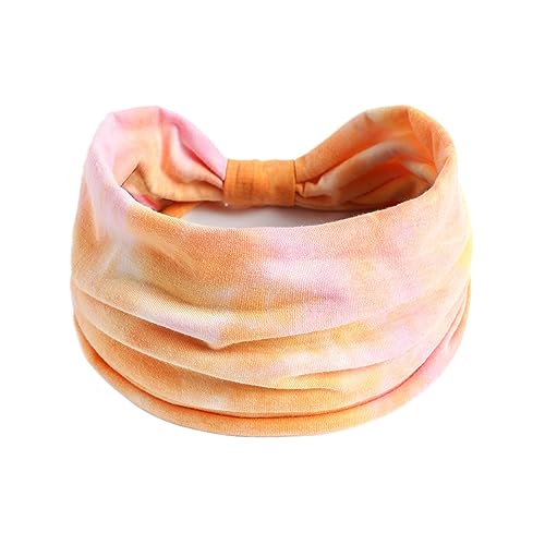 Image of XFYT Super Soft Tie-Dye Boho Chic Head Hair Bands: Performance Meets Fashion | Sweat Absorbent Sports Soft Wide Workout Hairband for Yoga, Workout, Gym for Girls Women (Tango Orange), Microfiber