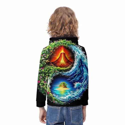 Pull à capuche 3D Yin-Yang fille pour le collège