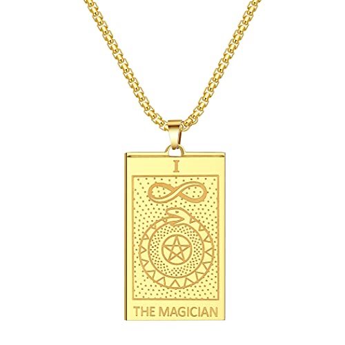 LUTAKU Tarotkarten-Anhänger für Männer und Frauen, Edelstahl, Mond, Sonne, Stern, Tarot-Schmuck, Geschenk für beste Freunde, 60 cm, Edelstahl