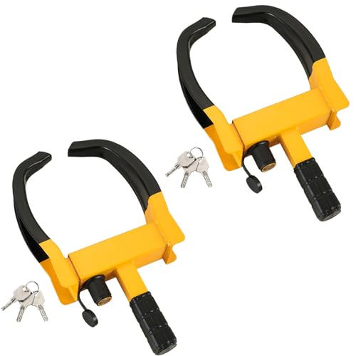 DASBET Wheel Lock 2 Pack Anti-Theft Wheel Clamp for Cars Caravans Trailers Heavy Duty Car Clamp with 3 Keys Adjustable Security Tire Lock Fits 7-11 Width Tyres (Black)