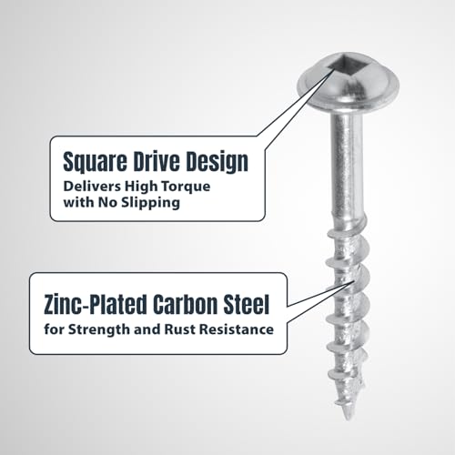 Image of POWERTEC 150 PK Pocket Hole Screws, Maxi-Loc Head, #2 Square Drive, 1-1 /2 inch Coarse Thread for Pocket Hole Jig, 1 inch Thick Tabletops, Bar Tops & Counters (72264)
