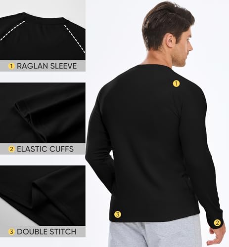 JMIERR Long Sleeve Thermal Fleece Shirts Fall Fashion 2025 Crew Neck Casual Basic T-Shirts3