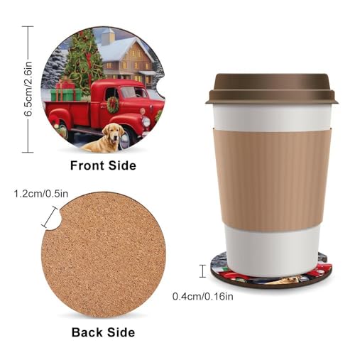 4PCS Posavasos para Autos Color Rojo Navideño miniatura 2