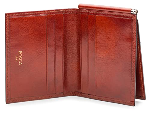 Bosca Men's Wallet, Old Leather Money Clip with Card Case Pocket, Designed For Front Pocket, Gift Packaging, Cognac Brown2