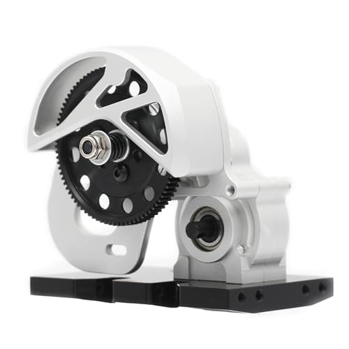 AMK Aluminum 1/10 Scale Transmission, Complete 3-Gear Gearbox with POM Skid Plate for 1/10 RC Crawler Axial SCX10 SMT10 AX10 Vanquish VS4-10 Upgrades (Silver)