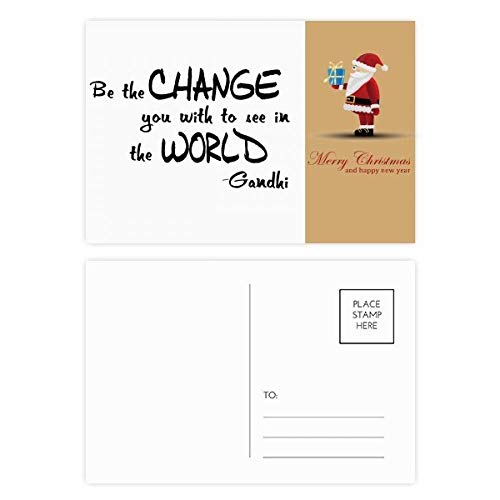 Cartes postales Be Change See World par lot de 20 avec citation Père Noël