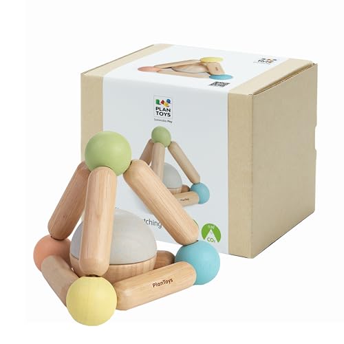 Image of PlanToys® Triangle Clutching Toy Wooden Sensory Grasping Tool in Pastel Colours | Montessori Fine Motor & Coordination Activity for Tactile Exploration | Eco-Friendly Educational Toy