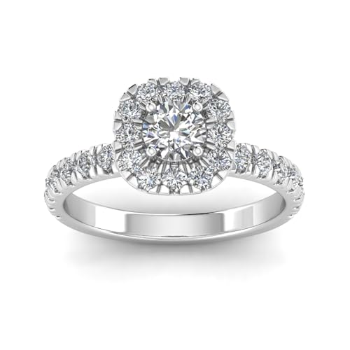 1.5 Carat TW Lab Grown Women's Diamond Halo Engagement Ring in 10k White Gold