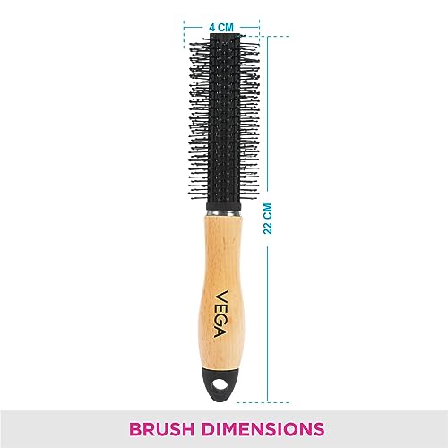 Vega Broad Wooden Handle Round and Roll Brush