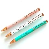 Fancy Pens for Women Cute Inspirational Pens Fun Gift for Boss Pretty Motivational Gifts for Lady Boss | Nice Rose Gold White Teal Blush Office Stationary