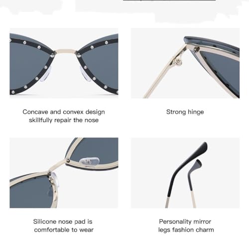 Trendige Mode für Damen, Cat-Eye-Sonnenbrille, kleine Metall-Sonnenbrille in guter Qualität für Damen
