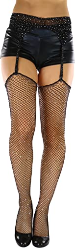 Image of ToBeInStyle Women's Seductive Punk Rock Basic Unfinished Rawedge Fishnet Thigh Highs