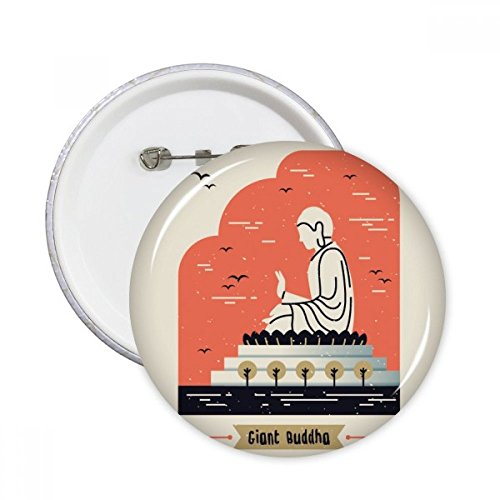 Badge rond Hong Kong Big Buddha DIYthinker de taille S pour vêtements, lot de 5 pièces