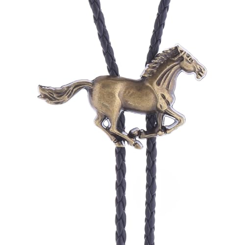 Image of Western Cowboy Bolo tie for Men Women Gold Silver Death Skull Moth Cross Bolo Tie Christmas Deer Rooster Wolf Necktie Gift