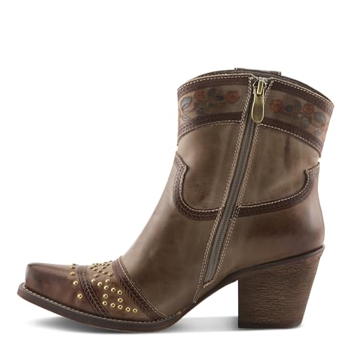 L’Artiste SADDLEUP Western Leather Boot – Floral Embossed Mid-Calf Cowgirl Boot with Stud Accents & Side Zipper3