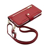 iPhone6 Plus / 6s Plus アイフォン6sプラス 対応 スマホショルダー 手帳型 ケース (ボルドー) myones 斜めがけ ストラップ 付き 落下防止 カード収納 ニュアンスカラー くすみカラー PUレザー 小銭入れ 財布型 ジッパー