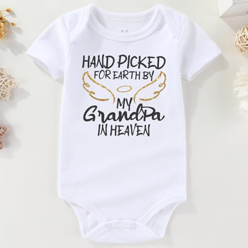 shlrzy handpicked for earth by my gandma grandpa in heaven pregnancy announcement for grandparents baby bodysuit2