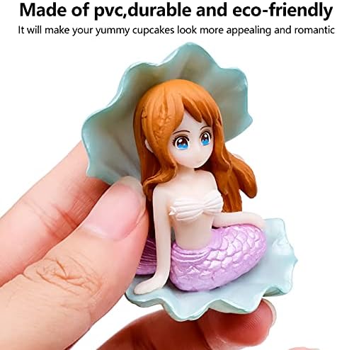 Mermaid Cake Toppers, 4pcs Mini Mermaid Figurines Miniature Mermaid Ornaments Garden Micro Landscape Accessories for Home Fish Tank Arts Crafts and Mermaid Theme Party Decoration