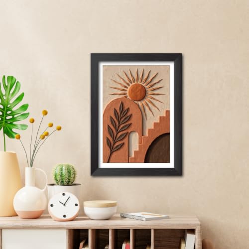 Image of TenorArts Boho Art 3D Clay Textured Digital Art Print Photo Frame, Modern Art Abstract Painting For Bedroom Living Room Home and Cafe Decor | Minimal Drawing Black Framed Posters for Decoration (9x12 inches) [CL-B09]