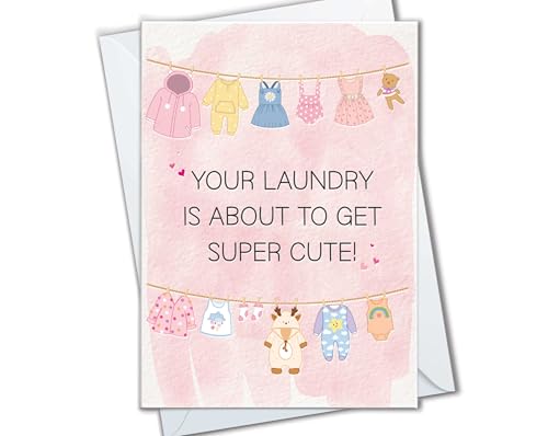 The Cardtel Girl Baby Shower Cards for Baby Congratulations Gift for New Parents, Laundry Is About to Get Cute Cards, Congrats Pregnancy Card (Cute Laundry - Girl)