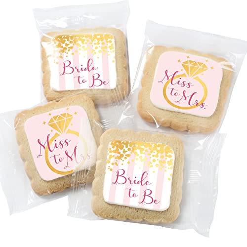 Bridal Shower Cookies Favors | INDIVIDUALLY WRAPPED 24 PACK | Engagement Party Favors | Gold Bachelorette Wedding Dessert Table