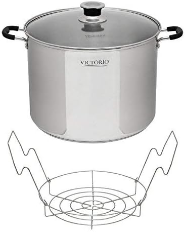 Victorio VKP1130 Stainless Steel Multi-Use Canner with Temperature Indicator w/Stainless Steel Canning Rack