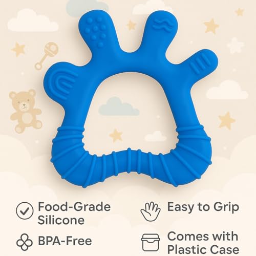 Image of Silicone Teething Toy for Newborn Baby Girls & Boys | BPA-Free, Food-Grade | Gum Relief, Chewing Aid |Teether| Easy-to-Grip Essentials (3+ Months)