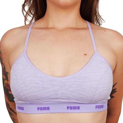 PUMA Top Sutiã Sem Costura com Bojo Anatômico Feminino Adulto, Lilás, P