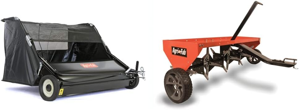 Agri-Fab Inc 45-0546 52" Lawn Sweeper, Black & 45-0299 48-Inch Tow Plug Aerator,Orange & Black,Large