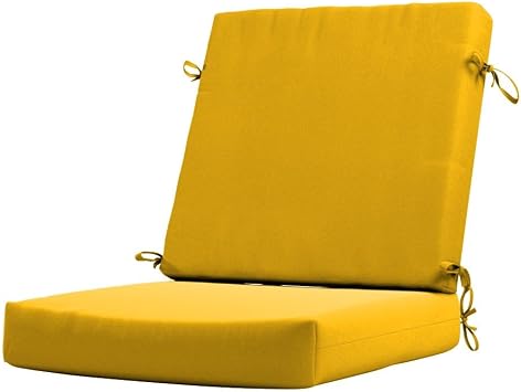 California Umbrella Outdoor Dining Chair, Patio Seat Cushion, 20 x 40 Inch, Premium Outdoor Memory Foam, Fade Resistant, Solstice Olefin Fabric, Fabric Ties, Lemon
