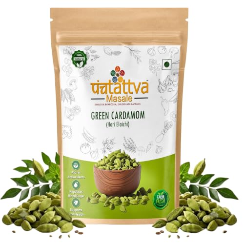 Image of Panchtattva Whole Green Cardamom from Idukki (100g) | Premium Hari Elaichi 8mm Bold Grade | 100% Natural Handpicked Cardamom Pods | Fresh & Aromatic Green Elaichi for Tea,Cooking, Baking, Biryani & Sweets | Indian Spice