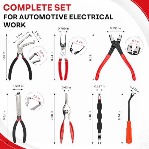 Image of 9-Piece Electrical Disconnect Pliers Tool Kit for Cars | Automotive Electrical Connector Removal, Relay Puller, Hose Removal Pliers, Clip Remover & Separator for Trucks, and SUVs