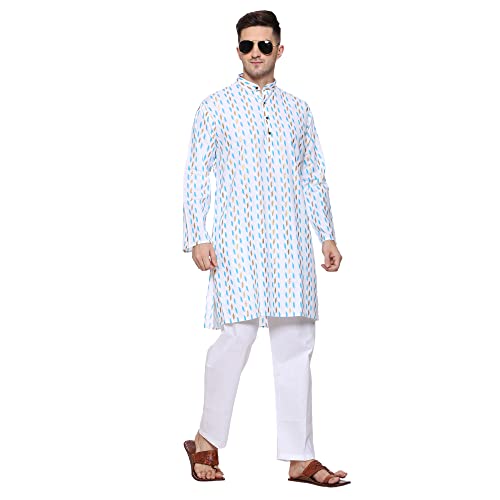 Men Cotton Printed Kurta Pyjama Pajama Set Party Fashion Regular Ethinic Wear Indian Dress Gifts Items2