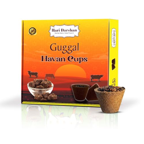 - Hari Darshan Guggal Sambrani Cup – 48Cups | Pure & Natural Sambrani Dhoop Cup for Pooja Havan | Guggal Loban Dhoop with Soothing Aroma for Rituals & Festivals Pack of 4 (12 Each + Burner Plate)