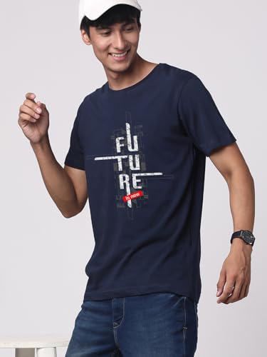 Image of ADRO Men's Graphic Printed 100% Cotton T-Shirt - Regular Fit, Printed T-Shirts for Men