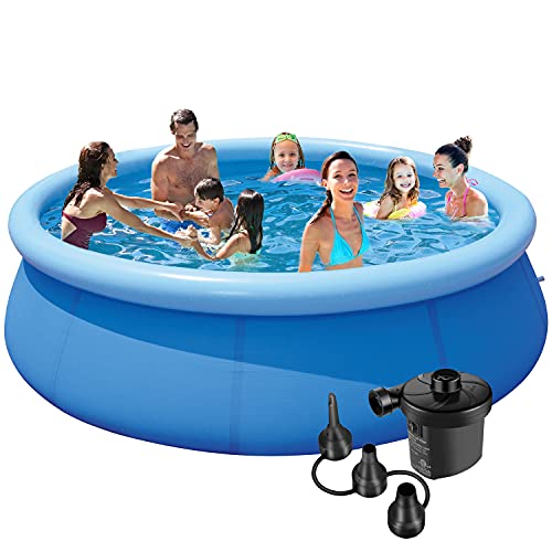 Kracie Swimming Pools Aboved Ground Pool for Backyard - 10ft 30in Inflatable Swimming Pool for Family- Large Pool Inflatable Pools for Adults with Electric Air Pump for Garden, Outdoor Pool
