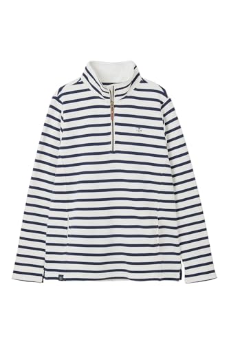 LightHouse Womens Shore Sweatshirt - Ladies Warm Half Zip Cotton Top - Cloud Navy Stripe - 18