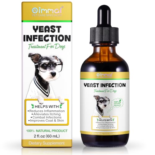 Natural Yeast Infection Treatment for Dogs – Ear Infection Relief, Itchy Skin Support, 2fl oz Herbal Supplement for Healthy Coat & Skin 60ml