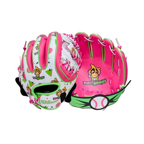 Wison 2026 A200 Party Animals 10" Baseball Glove - Right Hand Throw, Flamingo Pink/White/Neon Green