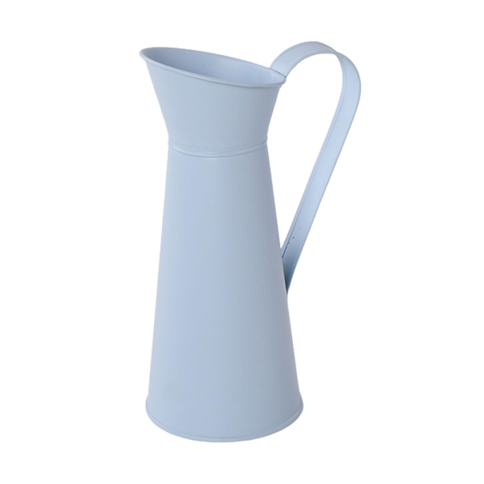 kesurpae Vintage Farmhouse Milk Jug Vase Rustic Flower Arrangement Iron Galvanised Metal Flower Vase White Vases For Flowers, E