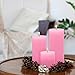 Dripless Unscented Pillar Candles, Set of 3 Hand Poured Pink Pillar Candles, Solid Color Non-Scented Candles for Home Decor, Premium Wax, 150 Hr Total Burn Time (3” W x 3”, 4”, and 6” H)