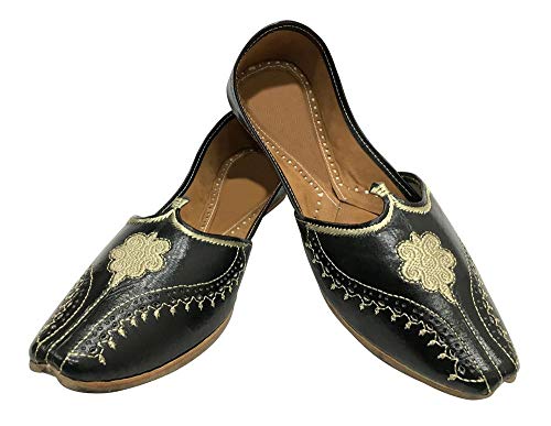 Black Men Vintage Look Handmade Leather Khussa Shoes Indian Aladdin Juttis2