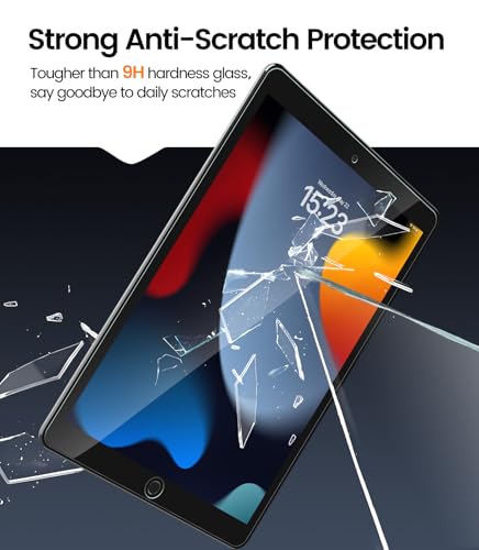 Image of EZ-GLAZ-2 Pack for iPad 10.2 Inch Screen Protector 9th 8th 7th Gen (2021&2020&2019), Military-Grade Shatterproof, 9H+ Tempered Glass with Installation Box, Anti-Scratch, Apple Pencil Compatible, HD Clarity, Bubble Free