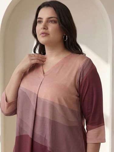 Image of AMYDUS Plus Size Women Printed Top | Centre Pleat for Tummy Flaws | Cloud Soft Fabric | V-Neck | High-Low Hem | Complete Hip Coverage | Plus Size Tops for Women | XL to 9XL
