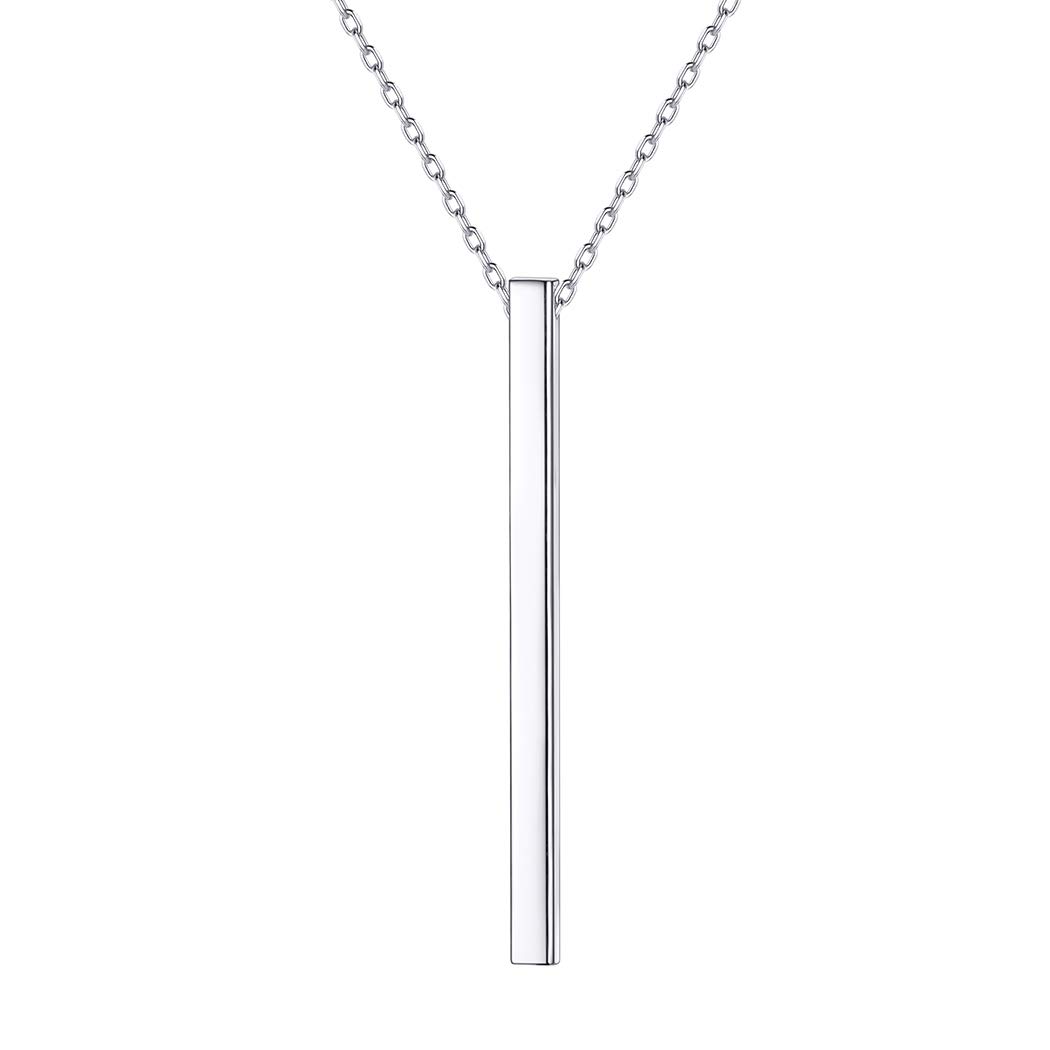 PROSILVER Delicado collar de plata de ley 925 con colgante de corazón, redondo, estrella, luna, triángulo, barra vertical para muj