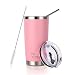 20 oz Stainless Steel Vacuum Insulated Tumbler with Lid, Straw and Brush,Pink