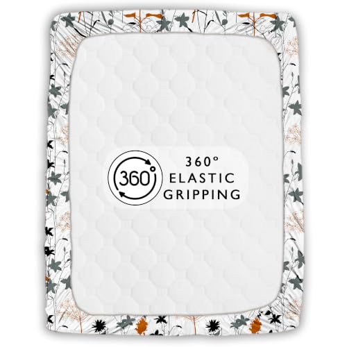 Image of Story@Home King Size Air Cotton Fitted Bedsheet 240 TC Fitted Sheet with 2 Pillow Covers, Soft & Durable Bed Sheet for King Bed (182 x 198 cm, Floral Print, White)