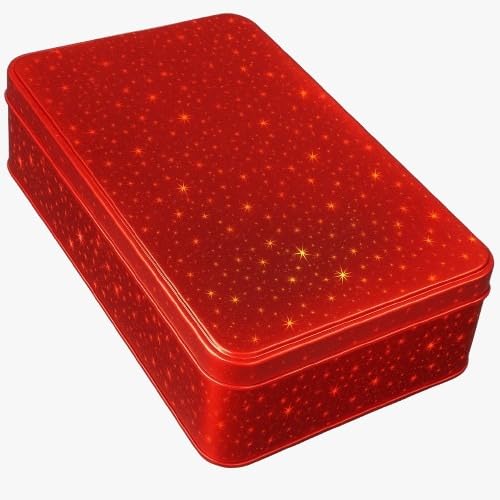 hadaaya Red Glitter Metal Tin – Valentine\'s Day Gift Box for Cookies, Candy, Crafts & Storage – Ideal for Gifting, Home Decor & Party Favors