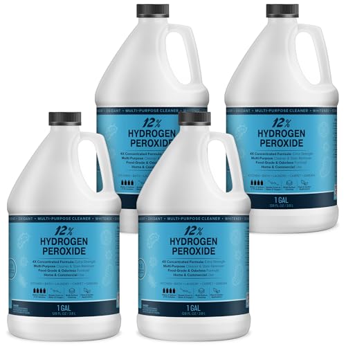 MAXTITE 12% Hydrogen Peroxide Solution, 4 Gallons - Food-Grade H2O2 & Water - Versatile Multi-Surface Cleaner for Kitchen, Bath, Laundry, Commercial & Janitorial - 4X Concentrated - Made in USA