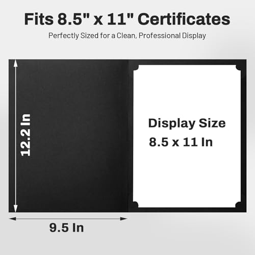SUNEE Certificate Holders, 100 Packs Black Diploma Holders, Certificate Covers with Gold Foil Border for Letter Size 8.5 x 11 Certificate Paper, Cardstock, Award, Graduation, Documents